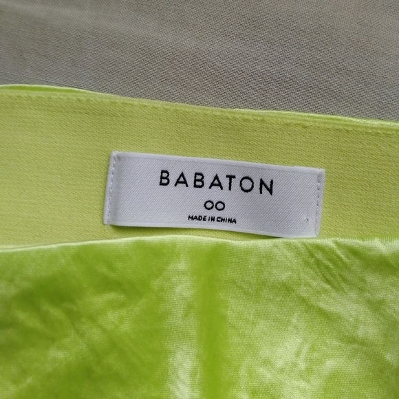 BABATON Slip Mini Skirt Neon Yellow Size 00 Aritzia NWT - Picture 3 of 9